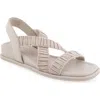 Aerosoles Bora Slingback Wedge Sandal In Stone Rouched Elastic Fabric