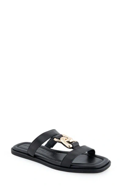 Aerosoles Boston Chain Sandal In Black Leather