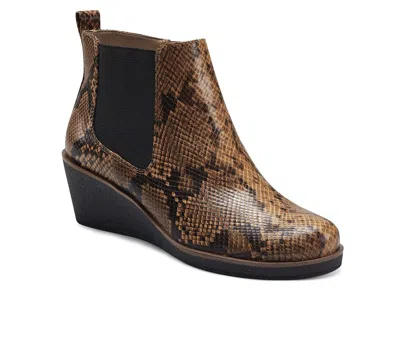 Aerosoles Brandi Boots Womens Brown Snakeskin Wedge Heel Bootie Jobb1363