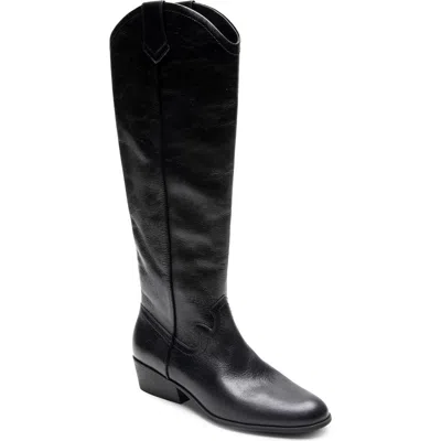 Aerosoles Cadence Western Boot In Black Burnished Leather