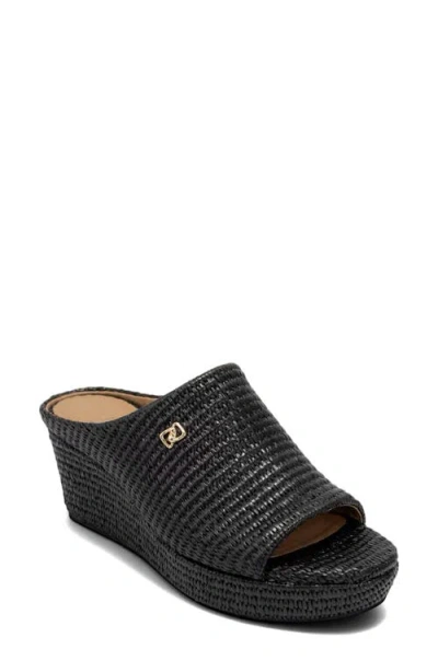 Aerosoles Cafe Woven Wedge Sandal In Black