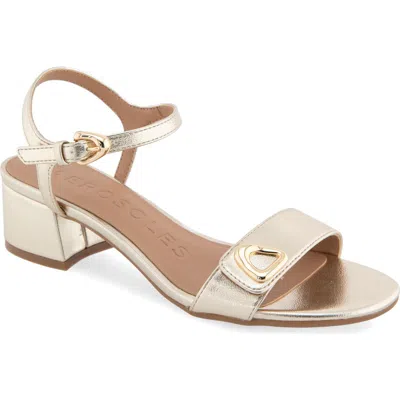 Aerosoles Cairo Block Heel Sandal In Gold Metallic Faux Leather