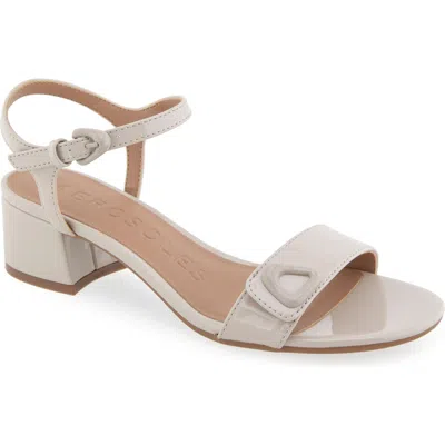 Aerosoles Cairo Block Heel Sandal In Stone Patent Faux Leather