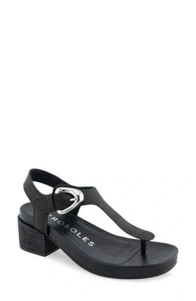Aerosoles California T-strap Sandal In Black Leather