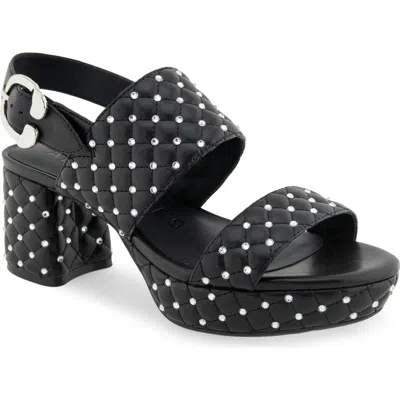 Aerosoles Camera Crystals Slingback Platform Sandal In Black Quilted