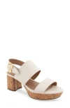 Aerosoles Camera Platform Sandal In Eggnog Leather W/cork