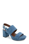 Aerosoles Camera Platform Sandal In Blue Jean Denim Suede
