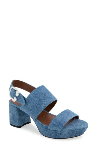 Aerosoles Camera Platform Sandal In Blue Jean Denim Suede
