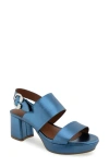 Aerosoles Camera Platform Sandal In Blue Metallic Leather