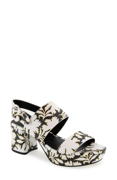 Aerosoles Camera Platform Sandal In Bright White Floral Leather