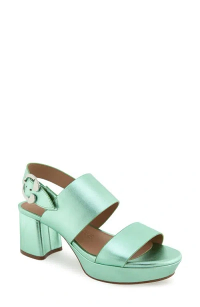 Aerosoles Camera Platform Sandal In Mint Metallic Leather