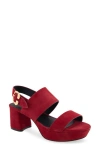 Aerosoles Camera Platform Sandal In Pomegranate Suede