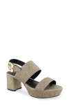 Aerosoles Camera Platform Sandal In Soft Gold Fabric