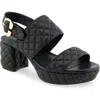 Aerosoles Camera Quilted Slingback Platform Sandal In Black Leather