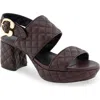 Aerosoles Camera Quilted Slingback Platform Sandal In Deep Aubergine Leather