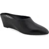 Aerosoles Camia Wedge Mule In Black Leather