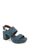 Aerosoles Camilia Platform Sandal In Blue Jean Denim Textured Faux Leather