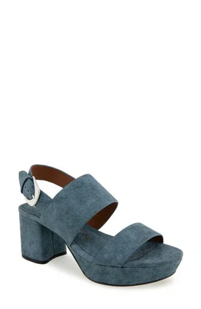 Aerosoles Camilia Platform Sandal In Blue Jean Denim Textured Faux Leather