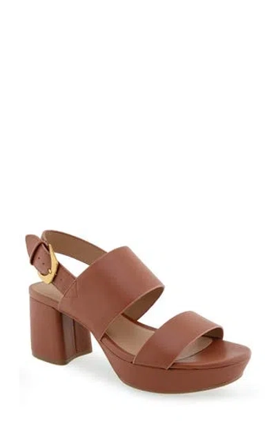 Aerosoles Camilia Platform Sandal In Cognac Smooth Faux Leather - Polyurethan
