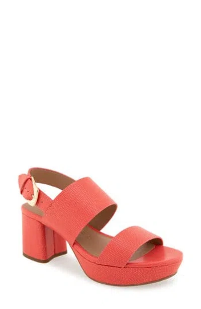 Aerosoles Camilia Platform Sandal In Coral Lizard Embossed Faux Leather
