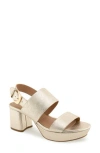 Aerosoles Camilia Platform Sandal In Gold Metallic Textured Leather