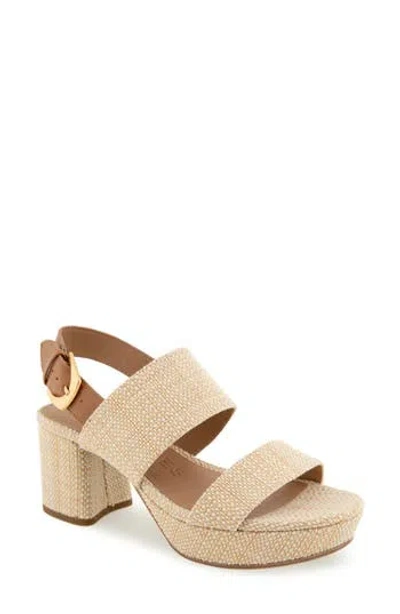 Aerosoles Camilia Platform Sandal In Natural Raffia,tan Combo