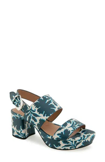 Aerosoles Camilia Platform Sandal In Navy,eggnog Printed Floral Faux Leather