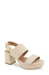Aerosoles Camera Platform Sandal In Stone Lizard Embossed Leather
