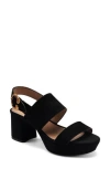 Aerosoles Women's Carimma Leather Platform Heel Sandal In Black Suede
