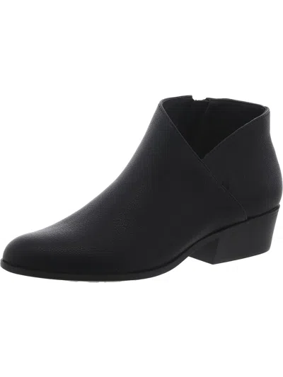 Aerosoles Cayu Womens Faux Leather Asymmetric Ankle Boots In Black