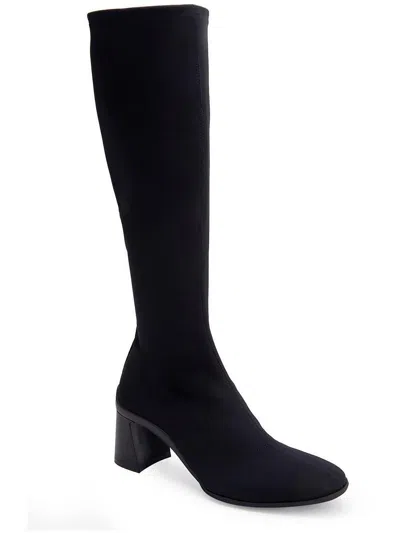 Aerosoles Centola Boot-dress Boot-tall-mid Heel In Black Fabric - Stretch Gabardine