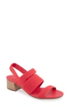 Aerosoles Chara Woven Block Heel Sandal In Coral Elastic Fabric