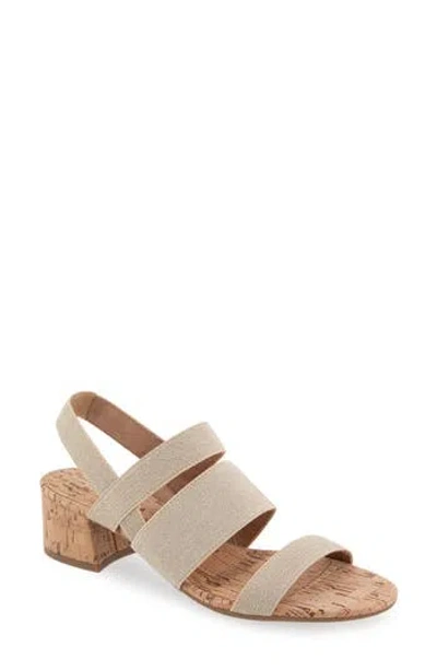 Aerosoles Chara Woven Block Heel Sandal In Gold Metallic Elastic Fabric