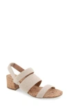 Aerosoles Chara Woven Block Heel Sandal In Natural Linen Elastic Fabric