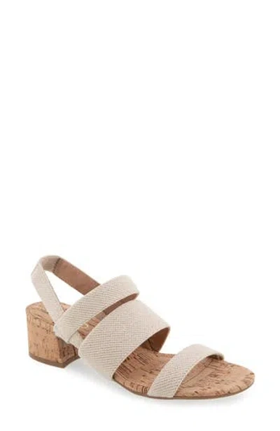 Aerosoles Chara Woven Block Heel Sandal In Natural Linen Elastic Fabric