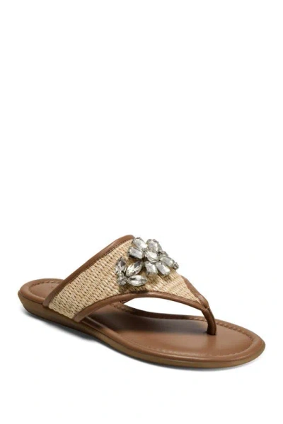 Aerosoles Cherie Crystal Embellished T-strap Sandal In Brown