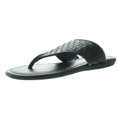 Aerosoles Cherie Womens Woven Faux Leather Thong Sandals In Black