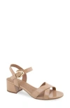Aerosoles Cinzia Block Heel Sandal In Beige Bisque Faux Leather