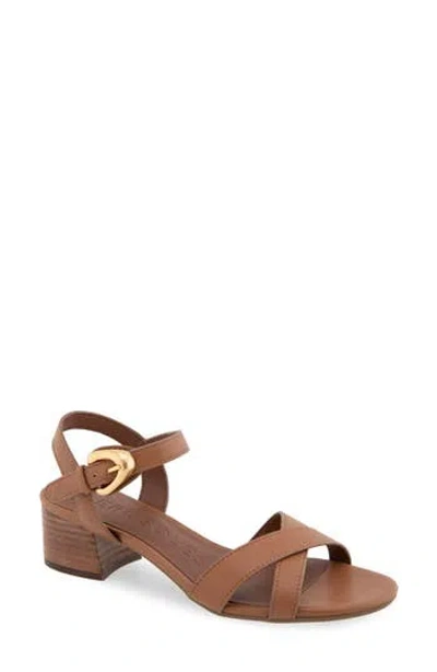 Aerosoles Cinzia Block Heel Sandal In Tan Faux Leather