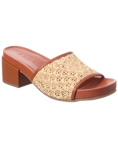 Aerosoles Clark Heeled Leather & Canvas Sandal In Neutral