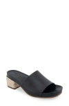 Aerosoles Women's Clark Slip-on Chucky Heel Sandals In Black Leather