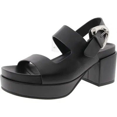 Aerosoles Clarkson Womens Adjustable Leather Block Heels In Black Leather