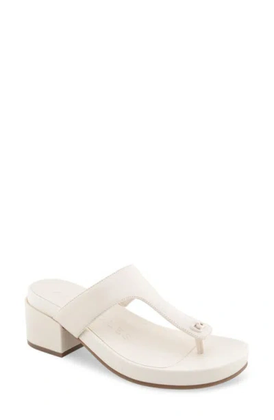 Aerosoles Clio T-strap Sandal In Eggnog Leather/cork Heel