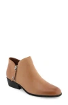 Aerosoles Collaroy Side Zip Bootie In Camel Burnished Leather