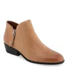 Aerosoles Collaroy Side Zip Bootie In Camel Burnished Leather