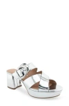 Aerosoles Collin Platform Sandal In Silver Mirror Metallic Pu