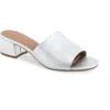 Aerosoles Women's Como Round Toe Slide Sandals In Silver Metallic Faux Leather