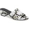 Aerosoles Women's Como Round Toe Slide Sandals In White/black Faux Leather