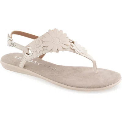 Aerosoles Connie Flower Slingback Sandal In Eggnog Faux Leather