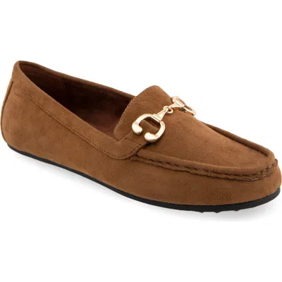 Aerosoles Dallas Bit Loafer In Brown Tobacco Faux Suede